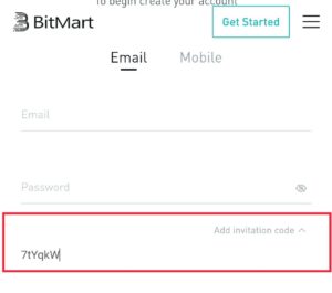 Bitmart Invitation code